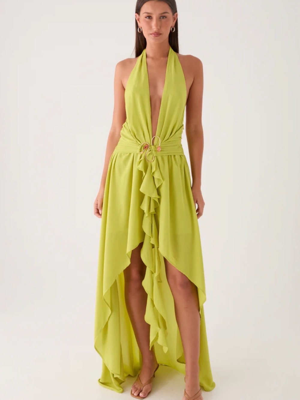 Sinead Halter Maxi Dress - Lime